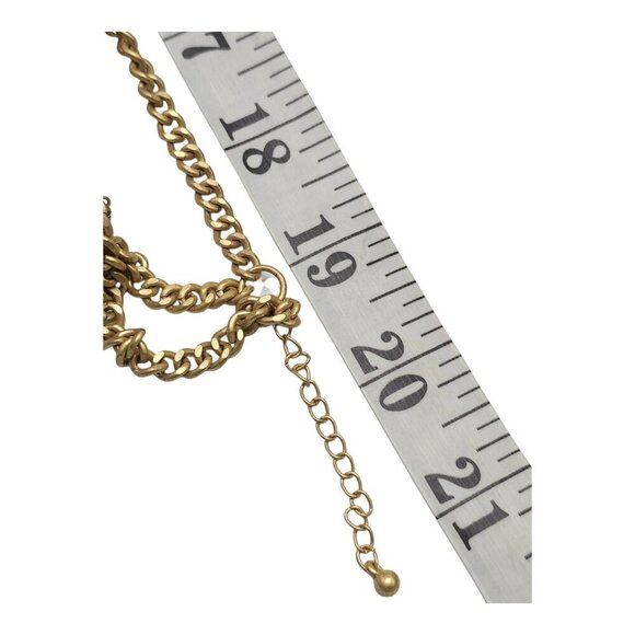 Triple Strand Tiger's Eye Spiral Disc Station Chain Necklace Gold Tone High End - Picture 5 of 5